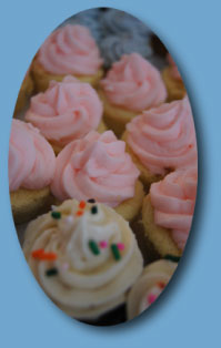 White Pink and Blue Cupcakes